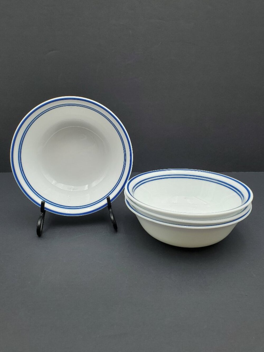 Corelle Classic Cafe Blue Soup Bowls Corning Blue Stripes Cereal Bowls